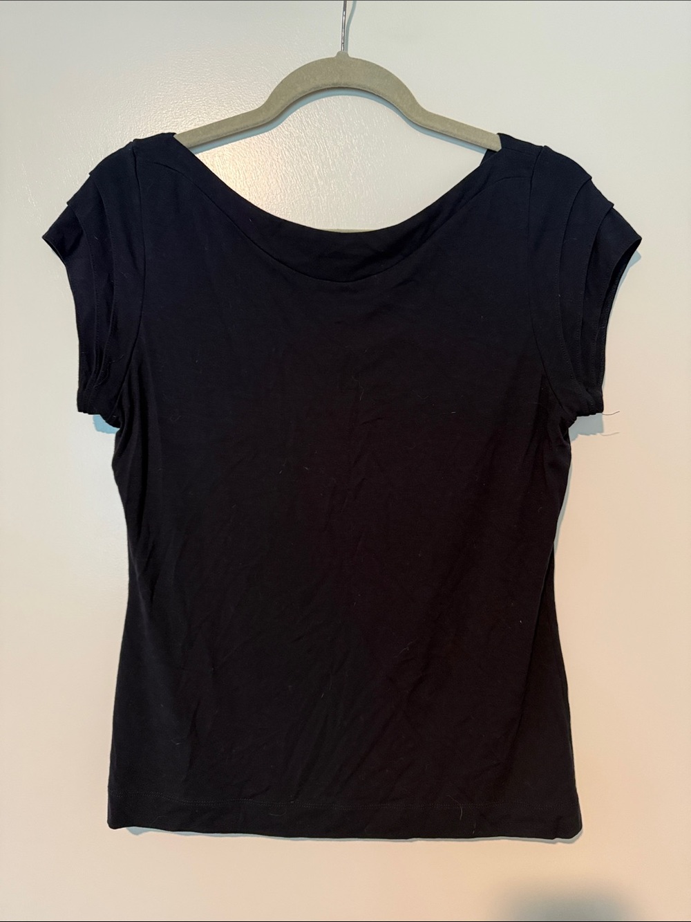 Per Se Navy Short Sleeve Scoop Neck Tee